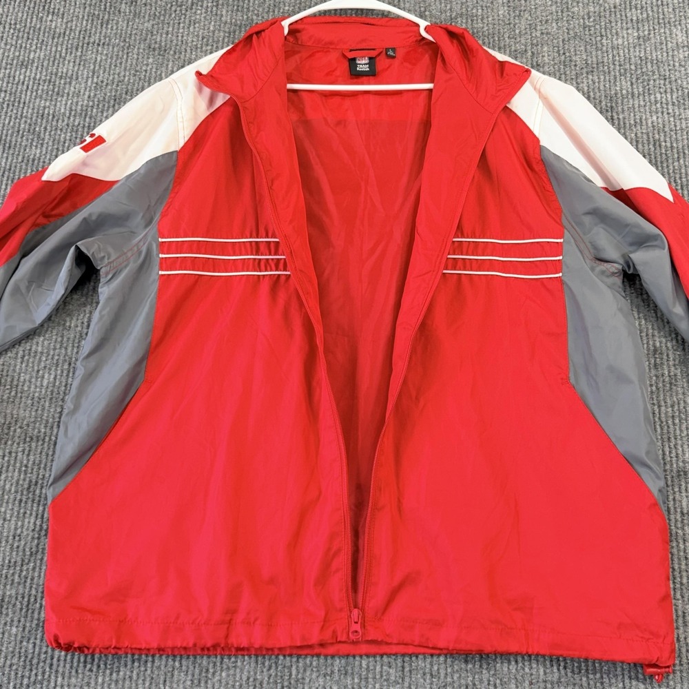 Kansas City Chiefs Jacket Mens Large Red NFL Football Reebok Zip Windbreaker - Picture 7 of 16